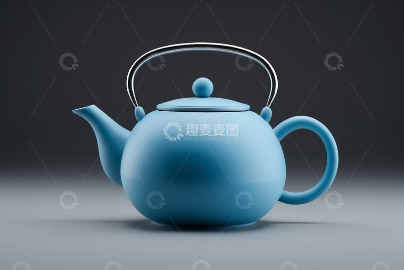 高清大图下载【趣麦麦图】蓝色茶壶特写