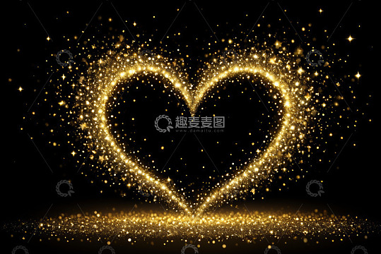 金色爱心星光背景素材