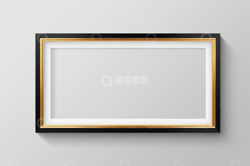 高清大图下载【趣麦麦图】墙上挂置的黑色金边画框