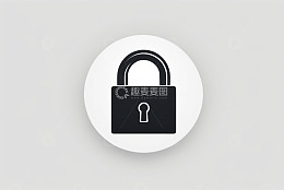 圆形背景上的黑色挂锁图标