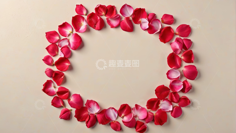 高清大图下载【趣麦麦图】红色玫瑰花瓣组成的环形图案