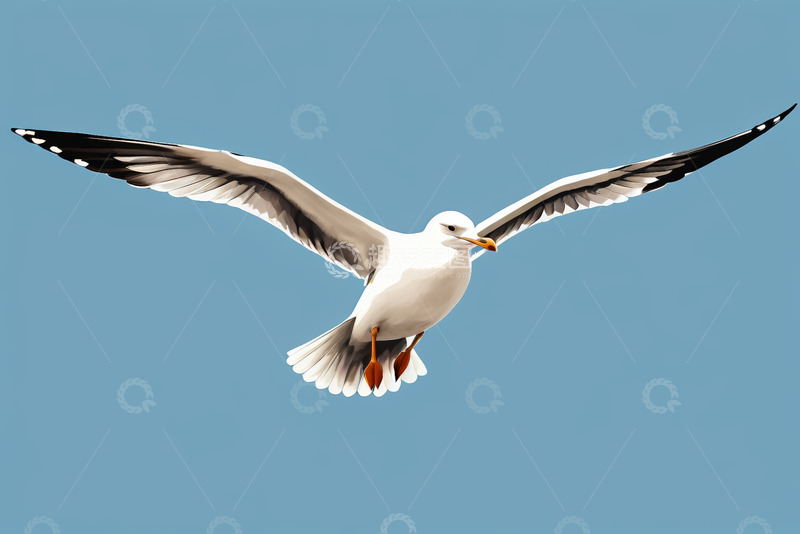 高清大图下载【趣麦麦图】海鸥展翅翱翔蓝天