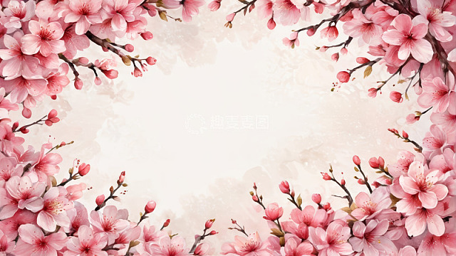 粉色樱花花卉边框背景图