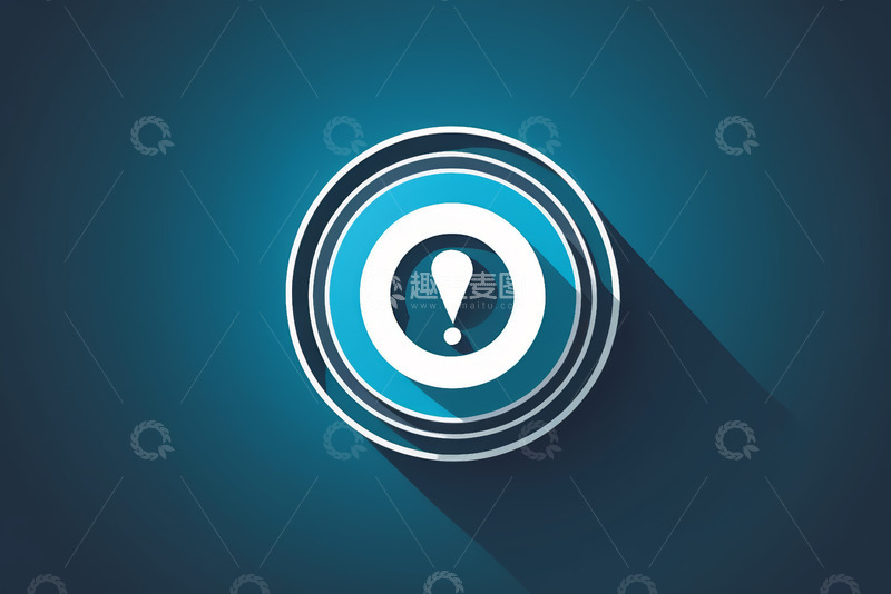 高清大图下载【趣麦麦图】蓝色背景感叹号警示图标