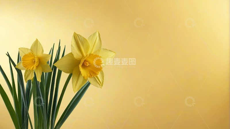 高清大图下载【趣麦麦图】黄色绽放的水仙花特写