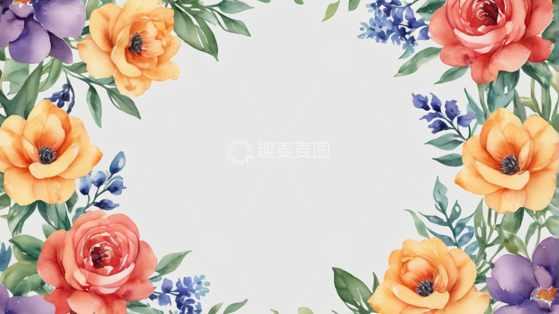 高清大图下载【趣麦麦图】水彩花卉装饰背景
