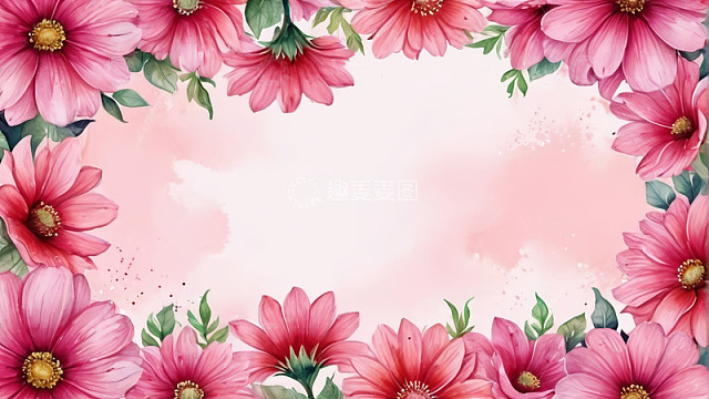 粉色花卉边框背景素材