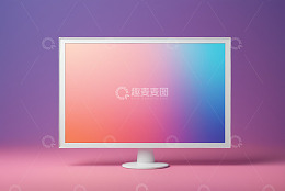 彩色背景前的白色电脑显示器