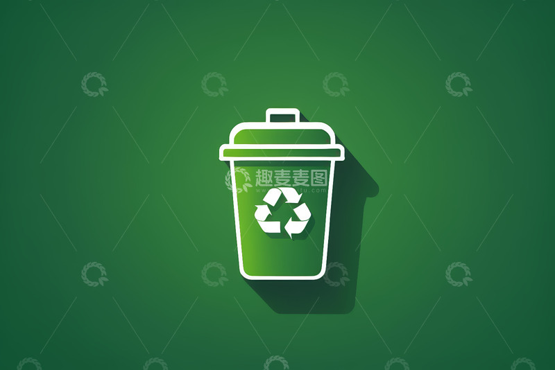 高清大图下载【趣麦麦图】绿色回收垃圾桶图标