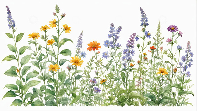 多彩野花植物素材