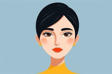 年轻女士肖像插画