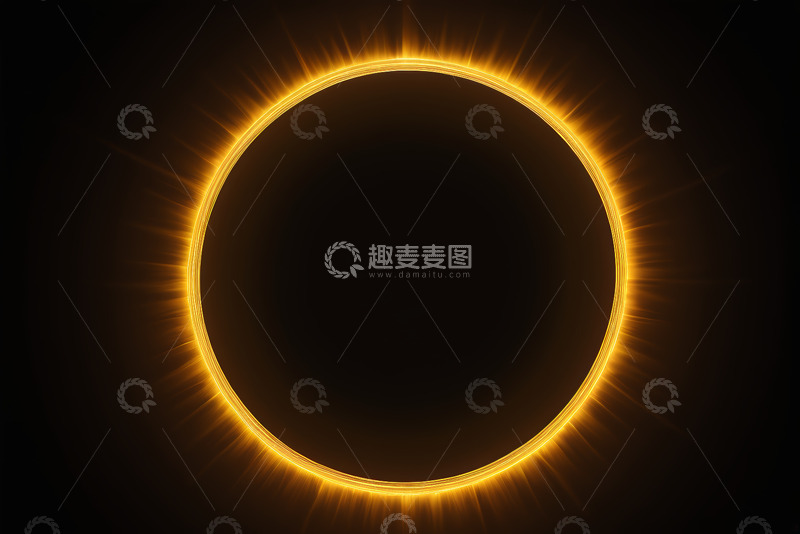 高清大图下载【趣麦麦图】黑色背景上的发光圆环