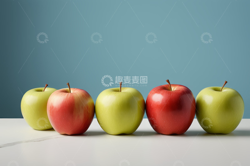 高清大图下载【趣麦麦图】排列整齐的红绿苹果静物