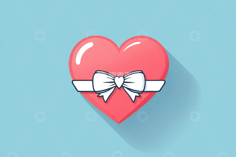 高清大图下载【趣麦麦图】带蝴蝶结的红心素材