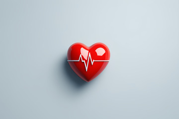 红色爱心与心电图图案