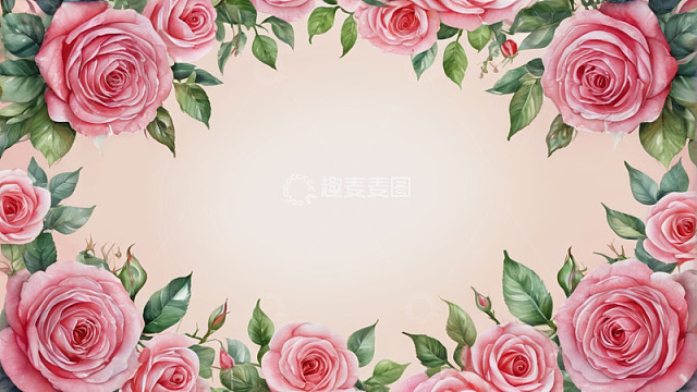 粉色玫瑰花卉边框素材