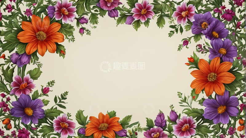 高清大图下载【趣麦麦图】花卉边框背景图