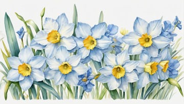 蓝色水仙花插画