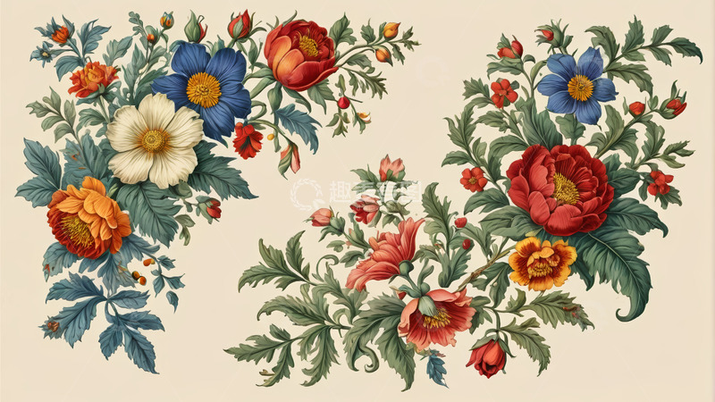 高清大图下载【趣麦麦图】多彩花卉装饰图案
