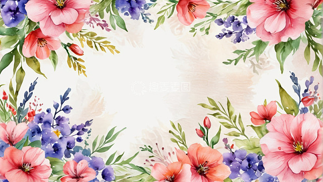 水彩花卉边框素材