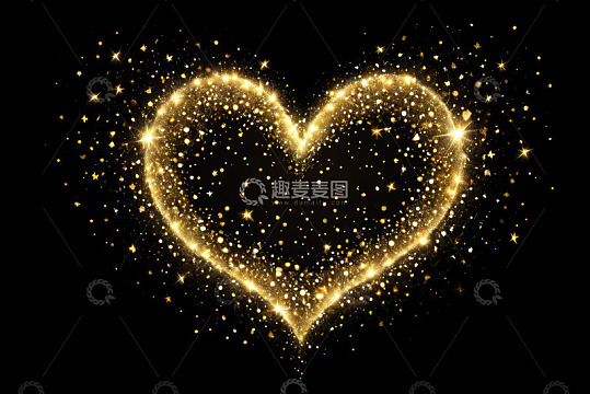 金色心形星光背景素材
