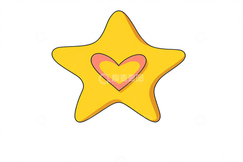 高清大图下载【趣麦麦图】黄色五角星带粉色心形图标