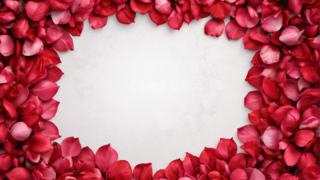 红色玫瑰花瓣边框背景