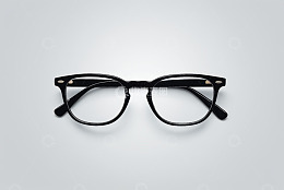 简约黑色框架眼镜特写