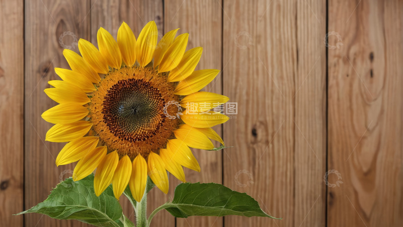 高清大图下载【趣麦麦图】木质背景前的向日葵
