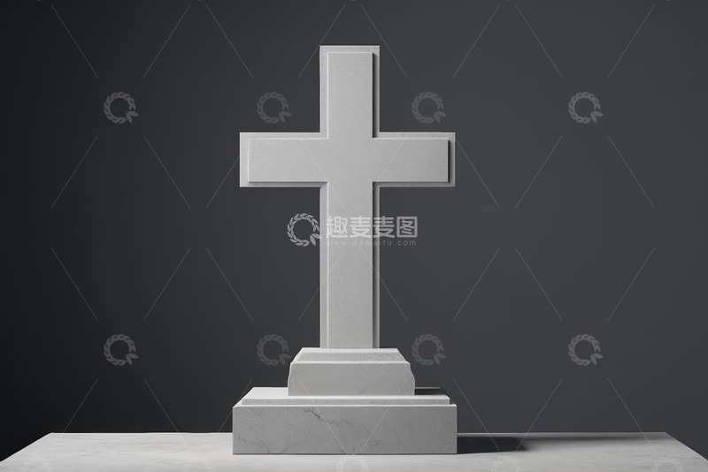 高清大图下载【趣麦麦图】白色十字架雕塑静物