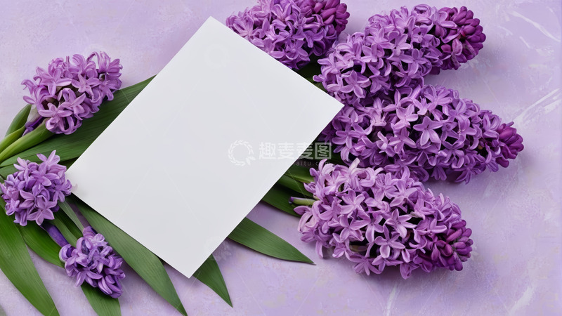 高清大图下载【趣麦麦图】紫色风信子与空白卡片
