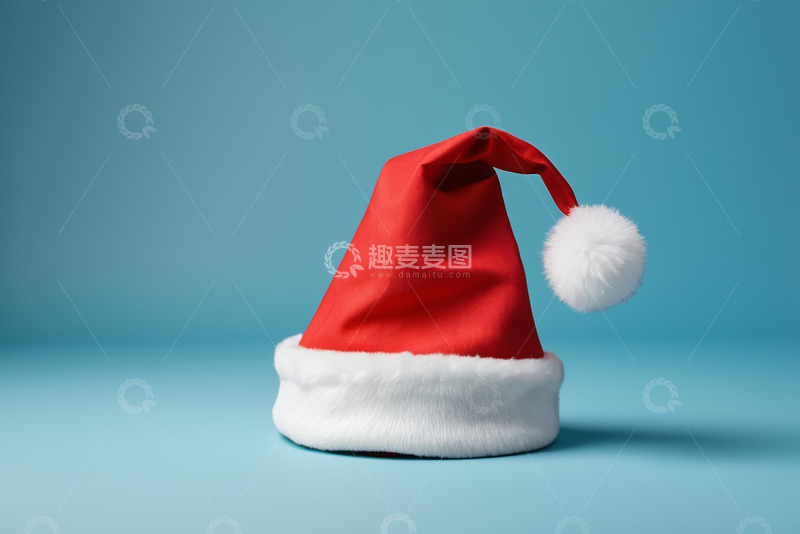 高清大图下载【趣麦麦图】蓝色背景上的圣诞帽