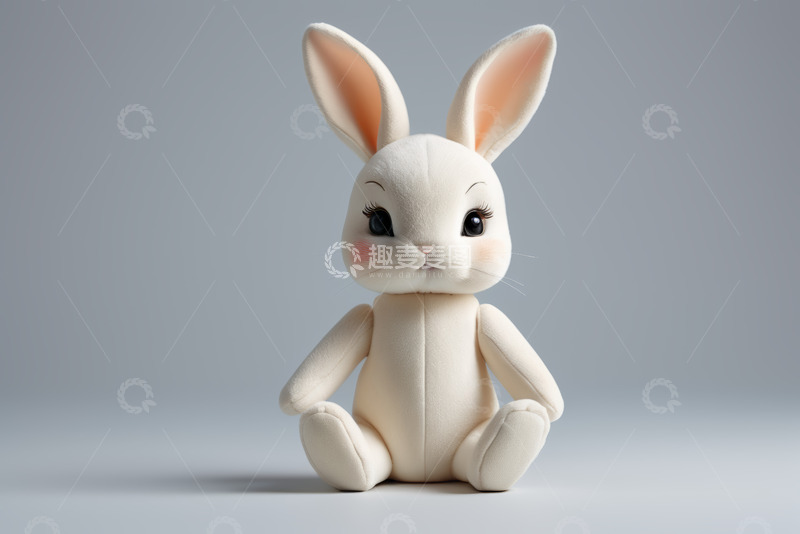 高清大图下载【趣麦麦图】可爱白色兔子玩偶特写