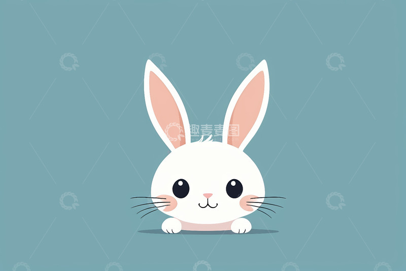 高清大图下载【趣麦麦图】卡通兔子正面形象插画