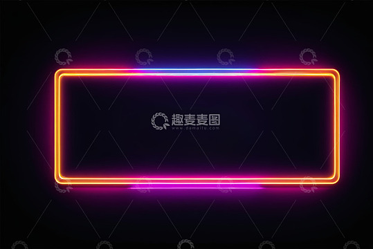 黑色背景霓虹发光矩形框
