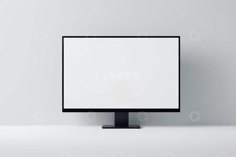高清大图下载【趣麦麦图】白色背景下的黑色电脑显示器