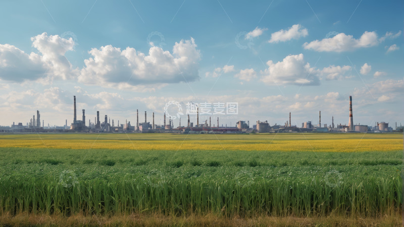 高清大图下载【趣麦麦图】田野旁的工厂全景