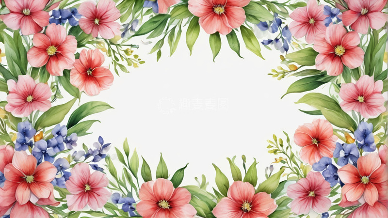 高清大图下载【趣麦麦图】花卉装饰边框图案素材