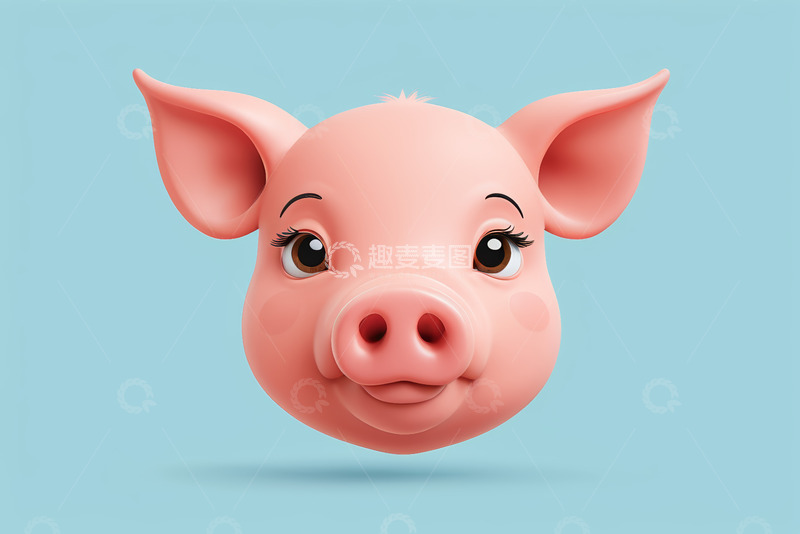 高清大图下载【趣麦麦图】卡通小猪头像特写