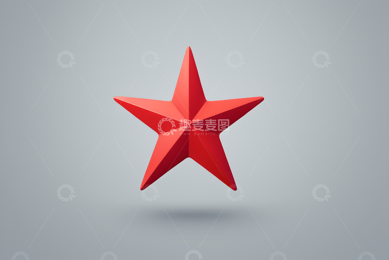 高清大图下载【趣麦麦图】红色立体五角星图标