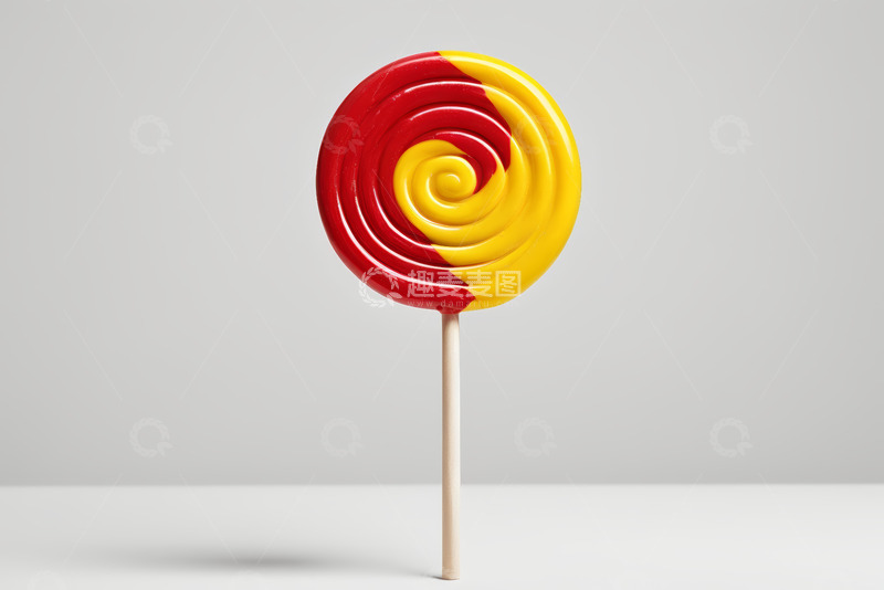 高清大图下载【趣麦麦图】红黄相间圆形棒棒糖特写