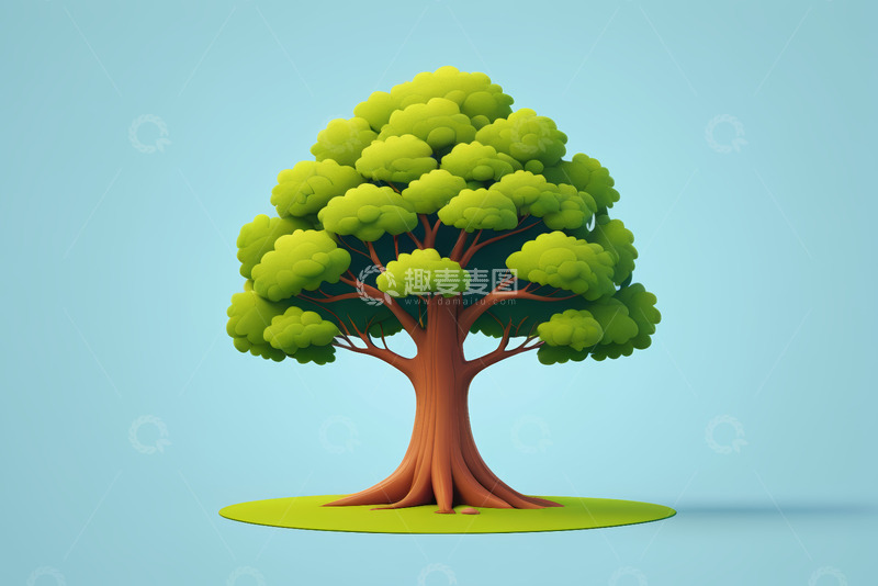 高清大图下载【趣麦麦图】卡通风格单棵绿树素材