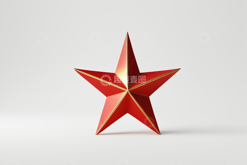 高清大图下载【趣麦麦图】红色立体五角星装饰素材