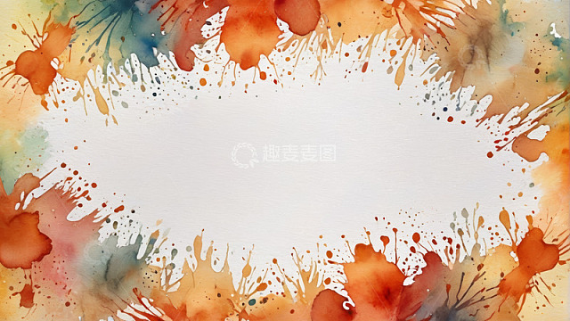 彩色水彩泼墨边框背景