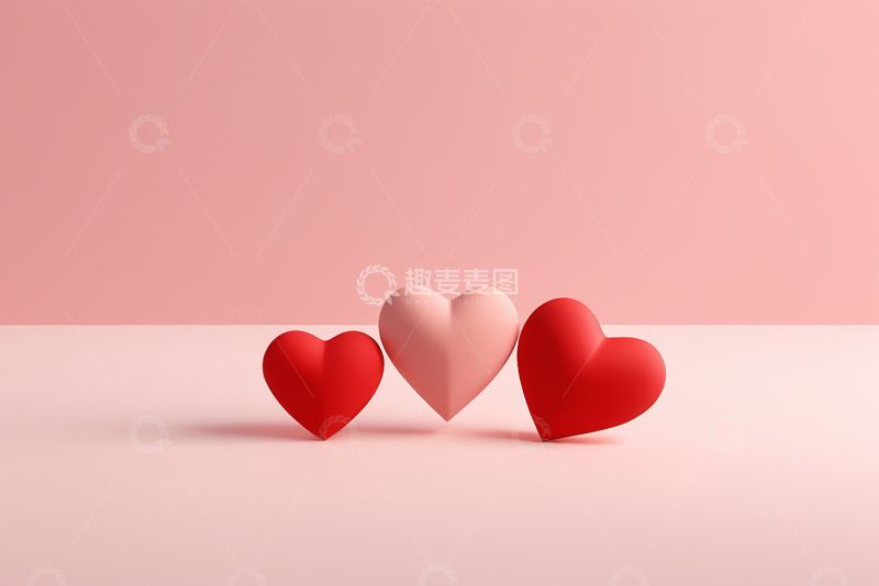 高清大图下载【趣麦麦图】粉色背景上的立体爱心