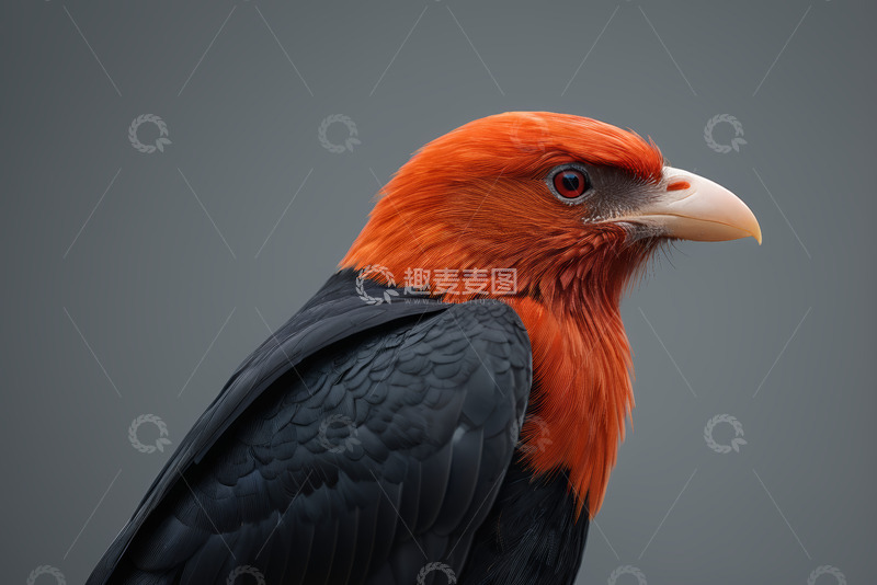 高清大图下载【趣麦麦图】红黑羽毛鸟特写