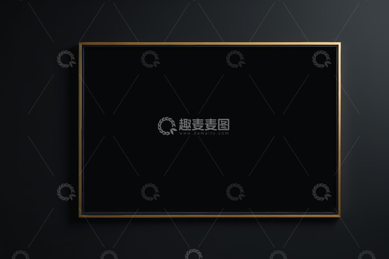 高清大图下载【趣麦麦图】黑色背景上的金色边框框架