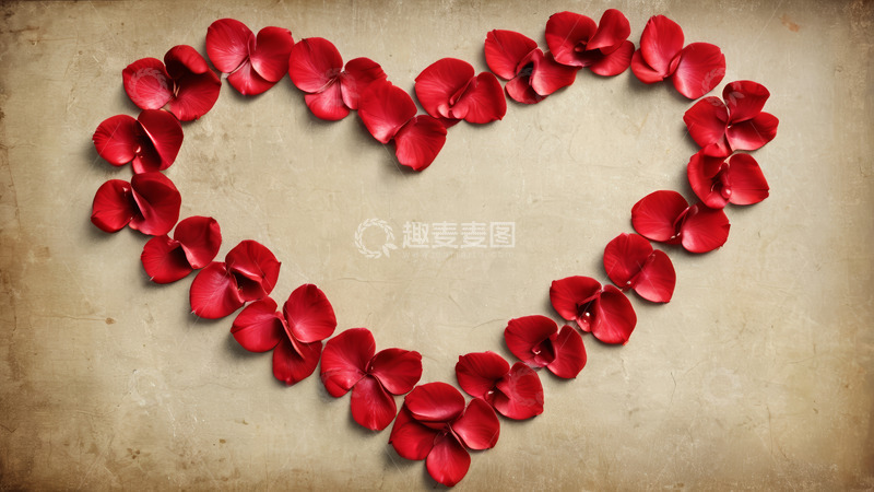 高清大图下载【趣麦麦图】心形玫瑰花瓣浪漫素材
