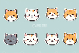 可爱猫咪头像贴纸图案