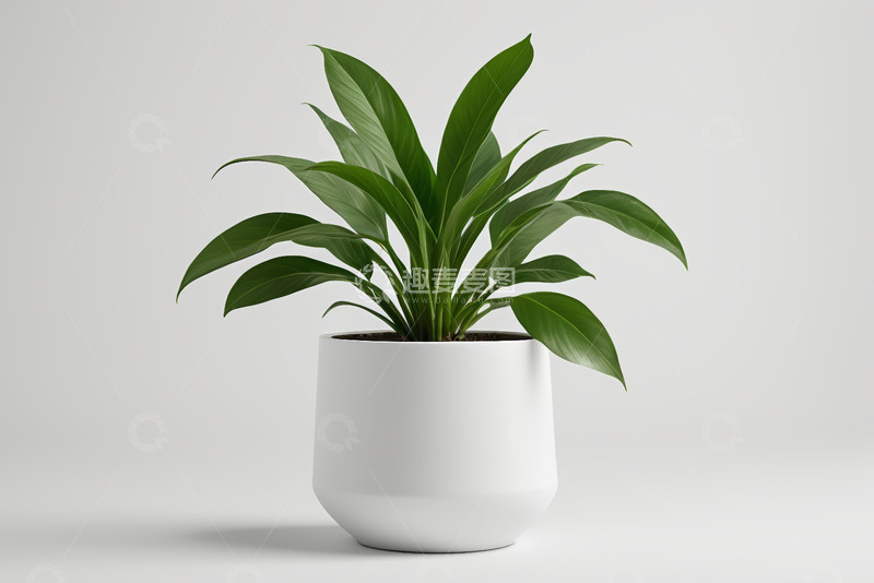 高清大图下载【趣麦麦图】-白色花盆中绿植盆栽